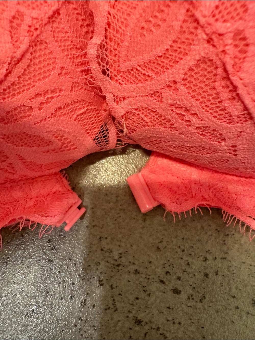 PINK Victoria’s Secret Coral Pink Lace Racerback Front-Close Bra 34D - Picture 8 of 9